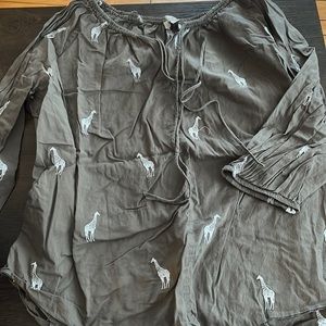 Army Green LOFT Giraffe Blouse